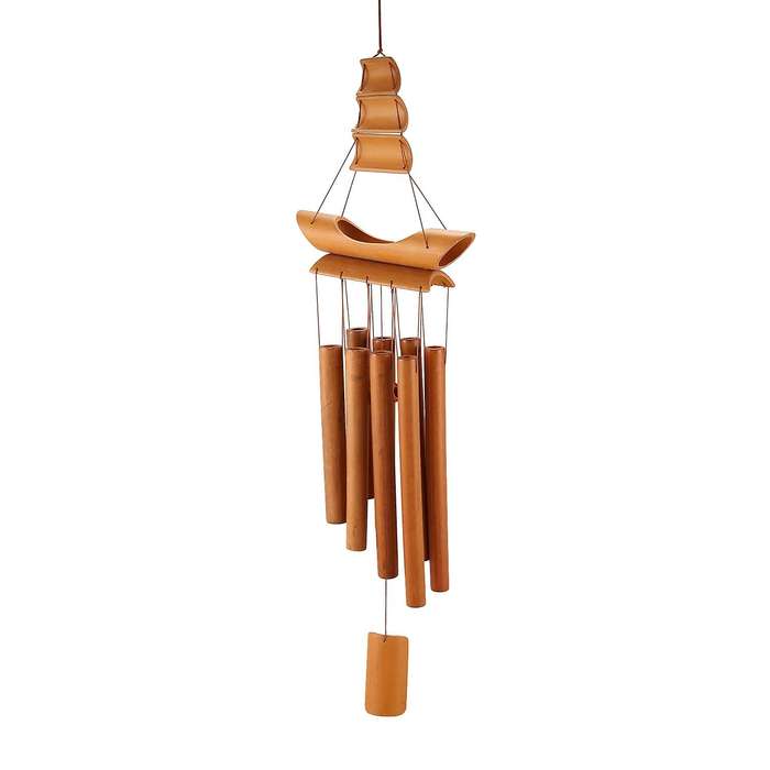 Bamboo Wind Chime Handmade Natural Ring Home Decor Wind Chime Hanging Ornament Outdoor Yard Wind