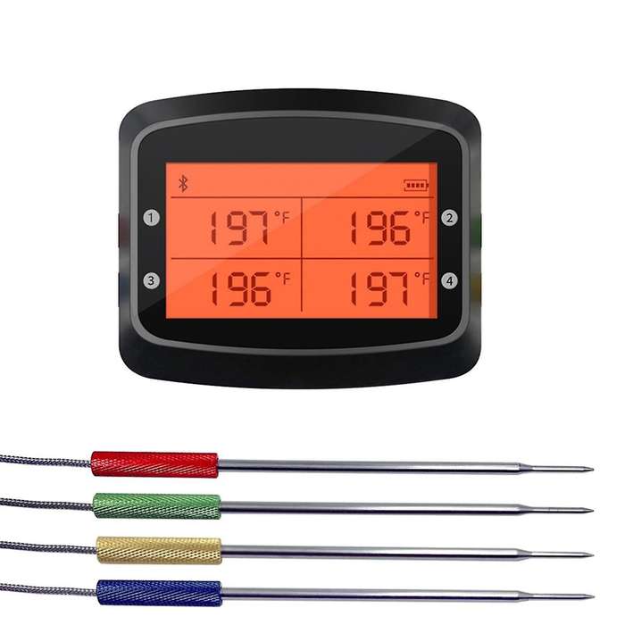 Barbecue Thermometer BBQ Grill Smoker Meat Temperature Meter Wireless with 4 Probes Meat Cooking Te