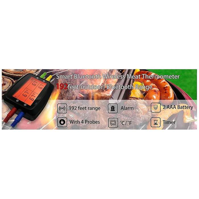 Barbecue Thermometer BBQ Grill Smoker Meat Temperature Meter Wireless with 4 Probes Meat Cooking Te
