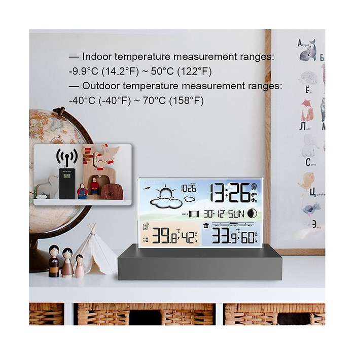 Barometer Weather Station Thermometer Hygrometer Multifunction Electronics Desktop Alarm Clock Batt