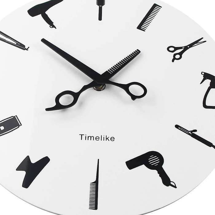 Barber Stylist Tools Wall Clock Modern 3D Quartz Non Ticking Beauty Hair Salon Clocks Watch for Hom