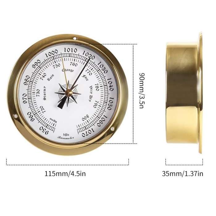 Barometer, Wall Mounted Tester Copper Shell Marine for Weather Station, Wall Hanging Boat Using Baro