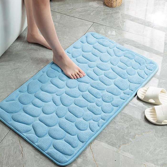 Bathroom Bath Mat Thicken Non-Slip Memory Foam Pad Carpet Cobblestone Embossed Floor Rug Entrance Do