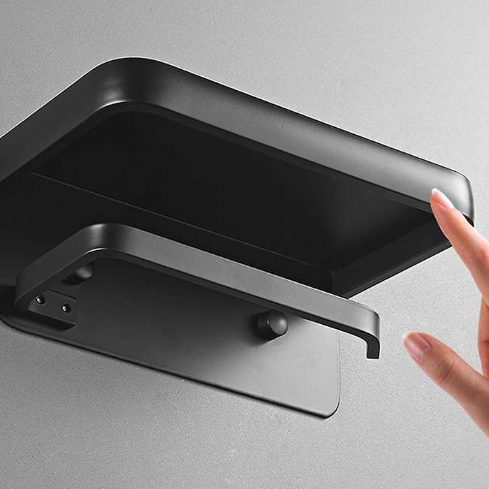 Bathroom Toilet Paper Holder Roll Holder, Black Toilet Paper Holder No Punch Tissue Holder Wall Mou
