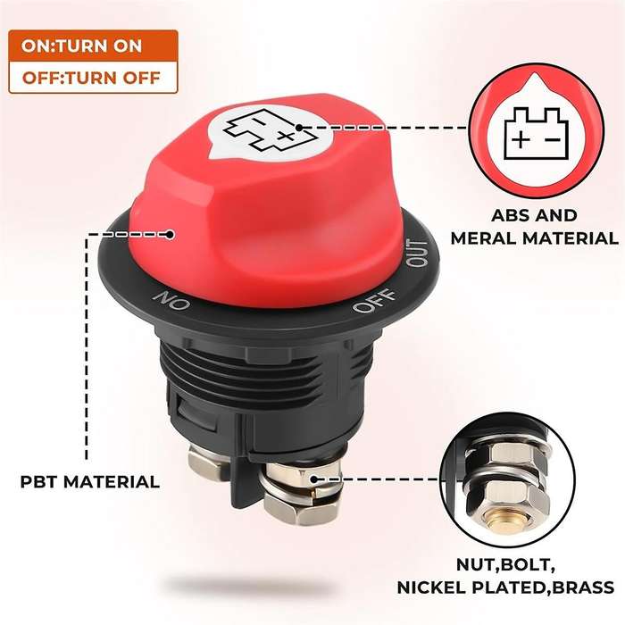 Battery Disconnect Switch 12-48V, Cut Shut Off Isolator Switch for Marine Boat RV ATV Car Utv Vehicl
