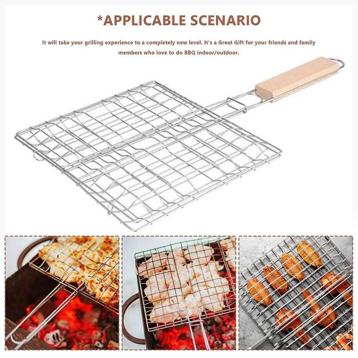 Bbq Net Basket Grilling Baskets for Fish Folding Vegetable Barbecue Wire Grid Rack Bbq Accessories