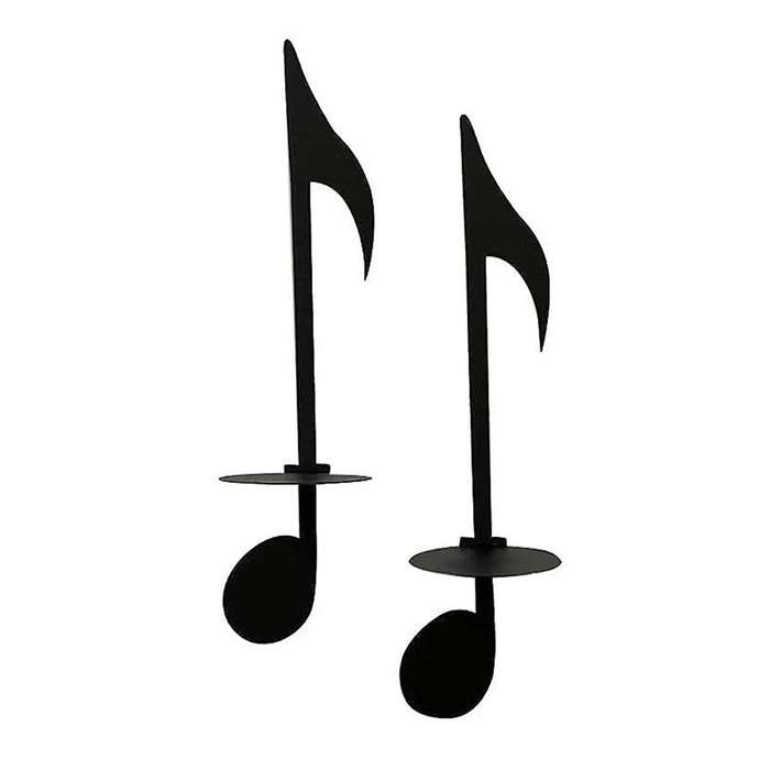 B-Candle Holder Wall-Mounted, Handmade Metal Musical Note Key Shape,Tea Light Display Stand Home Dec