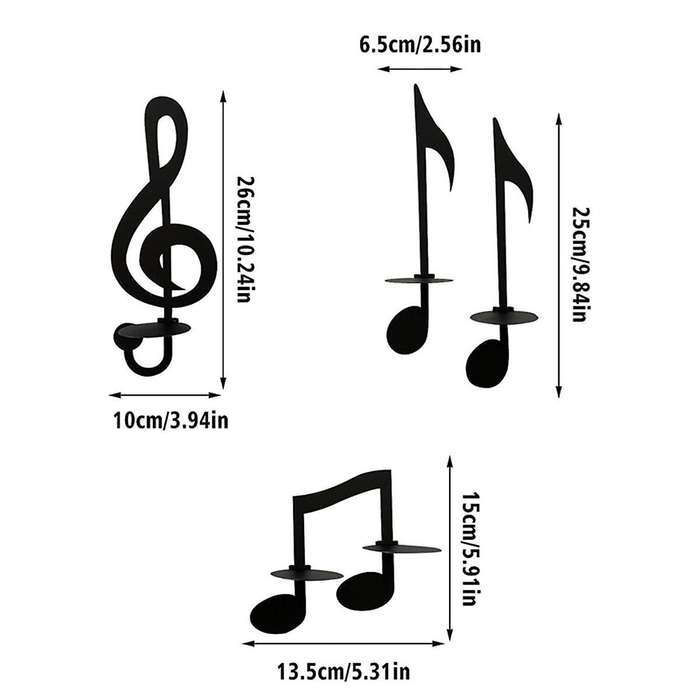 B-Candle Holder Wall-Mounted, Handmade Metal Musical Note Key Shape,Tea Light Display Stand Home Dec