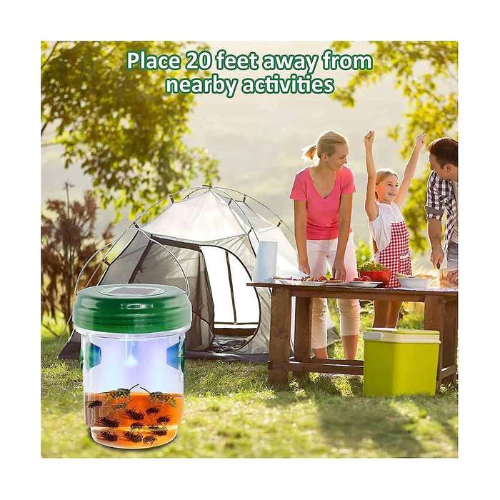 Bee Trap for Outdoors Solar Powered with Led Light,hanging Design Bee Trap Reusable, Insect Traps F