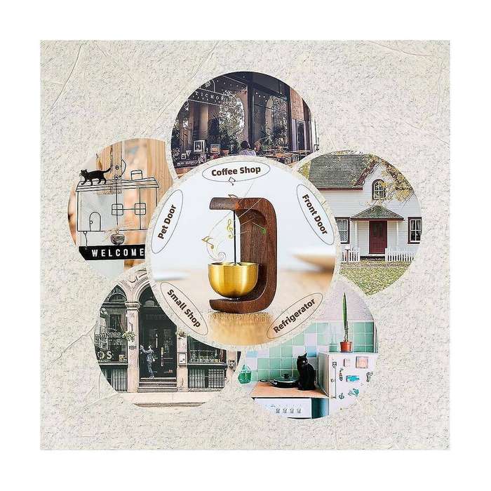 Bell for Door Opening - Door Bell Chime for Entry, Tape Doorbell, Compact Wood Style Bass Cute Remin