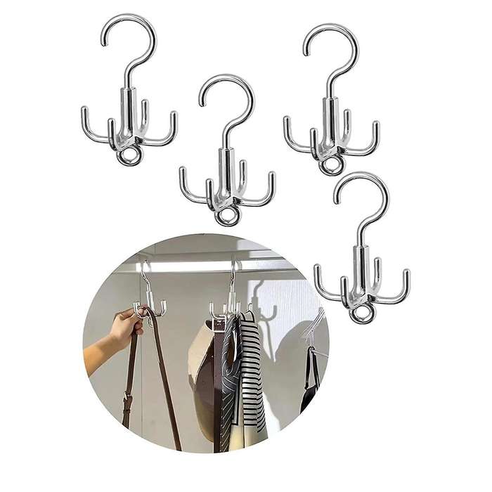 Belt Hanger Tie Rack, 4 Pack Closet Organizer, Storage Hook for Belt, Scarf, Hat,Handbag, Shoes,Bra