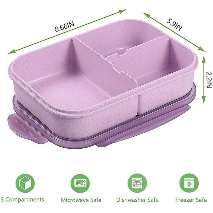 Bento Boxes Adults Lunch Containers for 3 Compartment Bento Lunch Box Leak Proof (Flatware Included,