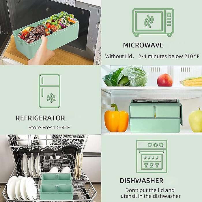 Bento Lunch Box for Adults, Kids Leak Proof Meal Prep Portion Control Boxes Style for Compartment S