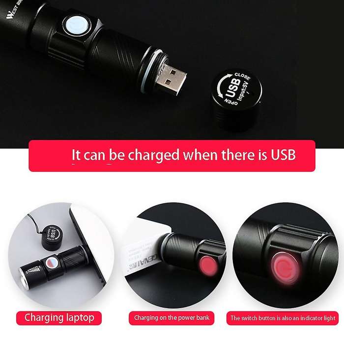 Bike Bicycle Light Set USB Rechargeable LED Waterproof Super Bright Zoom Headlight Rear Light Bike L