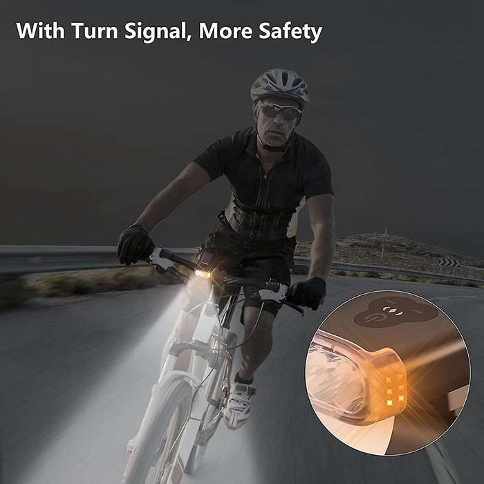 Bike Light Set - 3600 Lumen USB Rechargeable Super Bright 3 LED Headlight with Turn Light, 4 Modes T