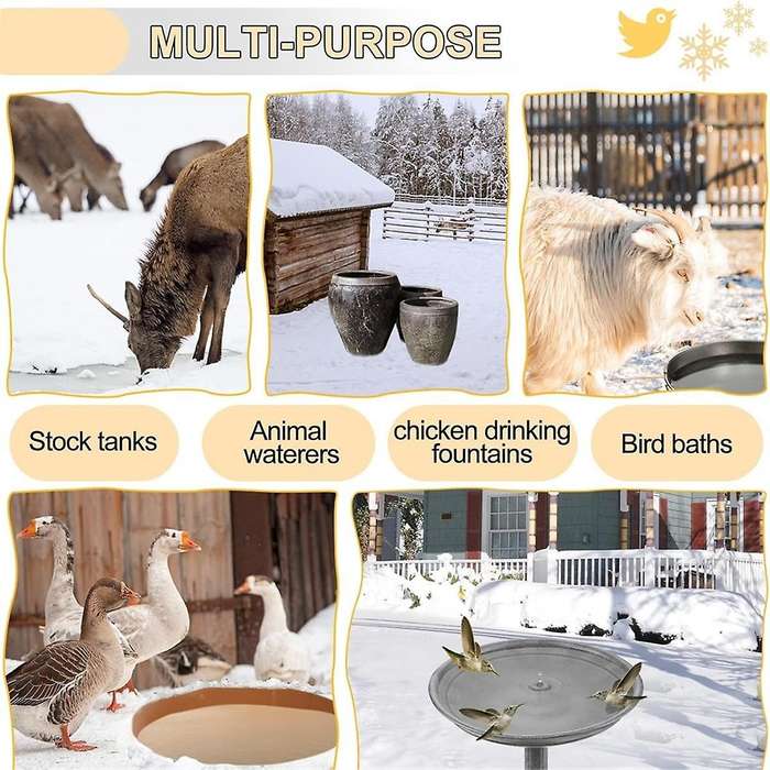 Bird Bath Heater for Outdoors In Winter, Birdbath Water Heater De-icer, Bird Bath Deicer Full-cover