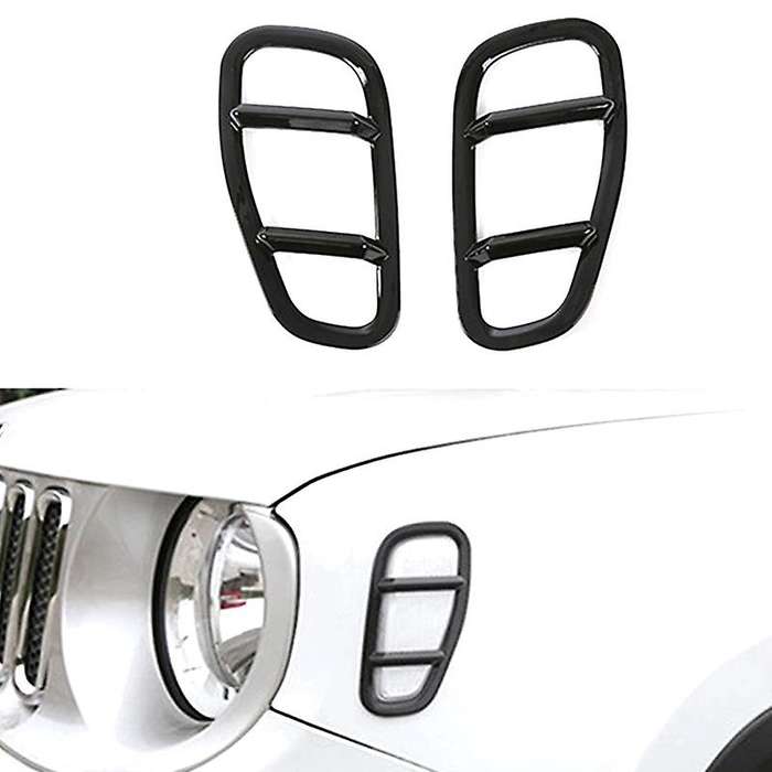 Black ABS Car Front Side Light Lamp Cover Trim for 2015 Up