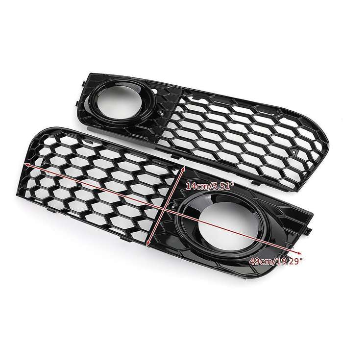 Black Car Front Fog Light Mesh Grille Cover for A4 B8 2009 2010 2011 2012 Fog Lamp Honeycomb Grille