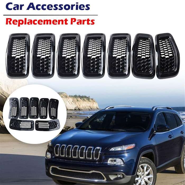 Black Car Front Insert Mesh Grille Decoration Cover Front Radiator Inlet Grill Trim Cover for 2014-2