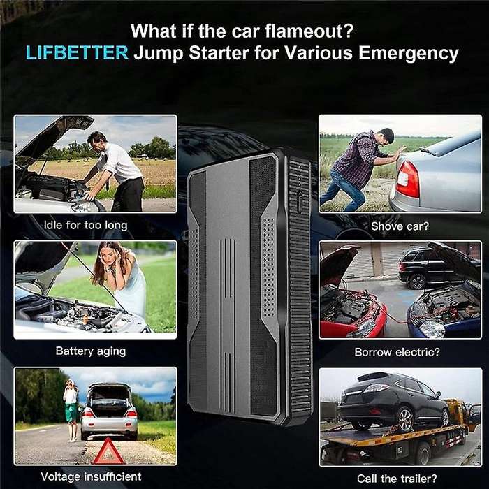 Black Car Jump Booster Battery Charger Equipment Car Power Bank Car Emergency Power Car Emergency Po