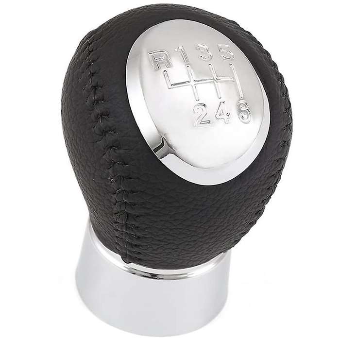 Black Chrome 6 Speed Leather Manual Gear Stick Shift Knob for 3 5 6 323 626 Accessories