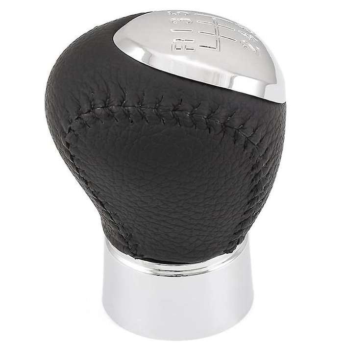 Black Chrome 6 Speed Leather Manual Gear Stick Shift Knob for 3 5 6 323 626 Accessories