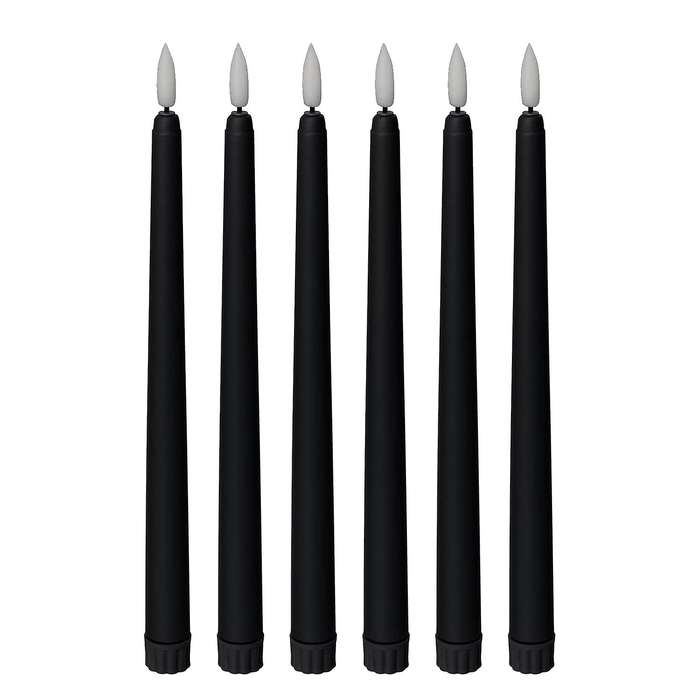Black Cone Flameless Candles - 11 Inches (about 27.9 Cm), 6, Battery Powered, Led Flash with Wick, T