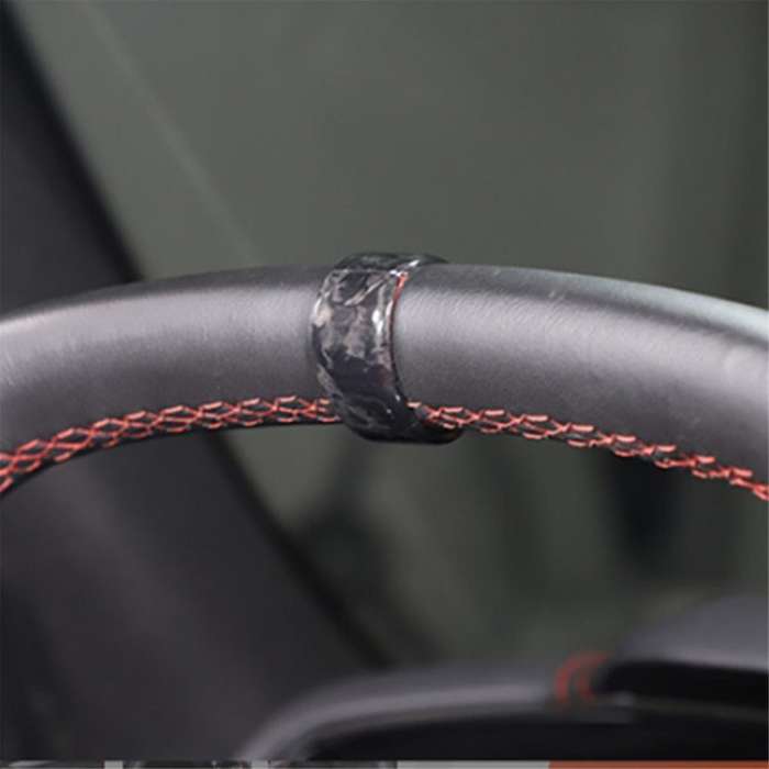 Black Forging Pattern Car Steering Wheel Ring Trim Cover Sticker for C8 2020-2023 Car Interior Acces