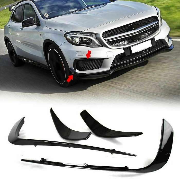Black Front Flaps Lip Vent Spoiler for GLA W156 X156 2014-2016