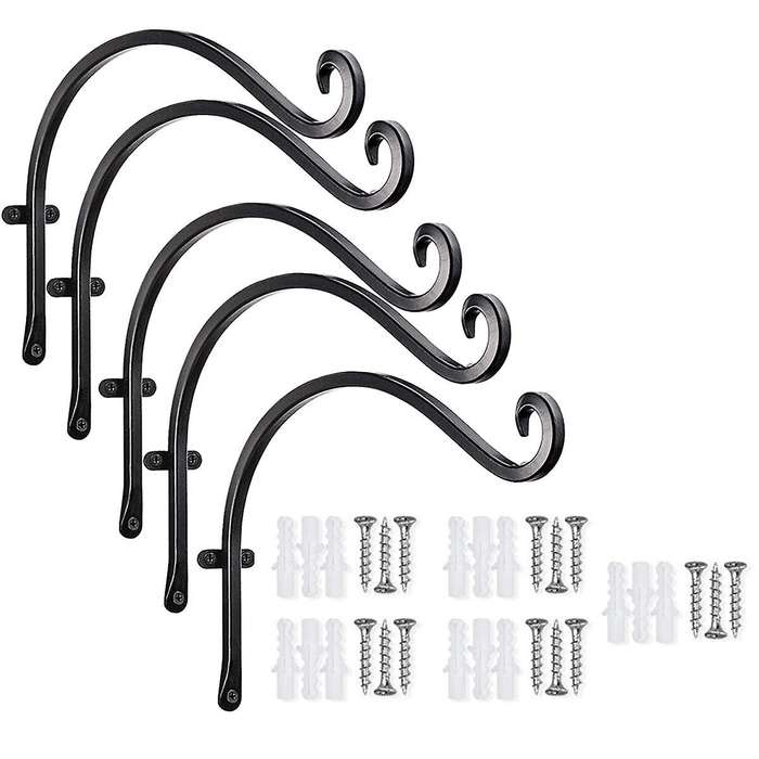 Black Gardening Hook Flower Rack Balcony Garden Hanging Flower Rack Hook Hanging Plant Bracket Wall