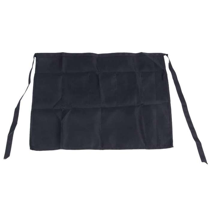Black Half Apron Ladies Mens Chefs Waiter with 2 Pockets Short Waist