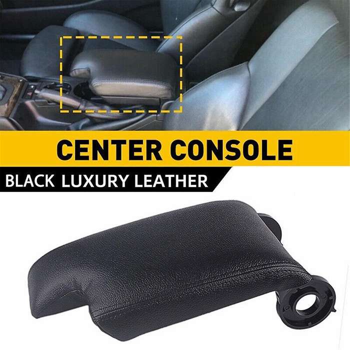 Black Leather Armrest Center Console Lid Cover for E46 3 Series 1998-2006 Black
