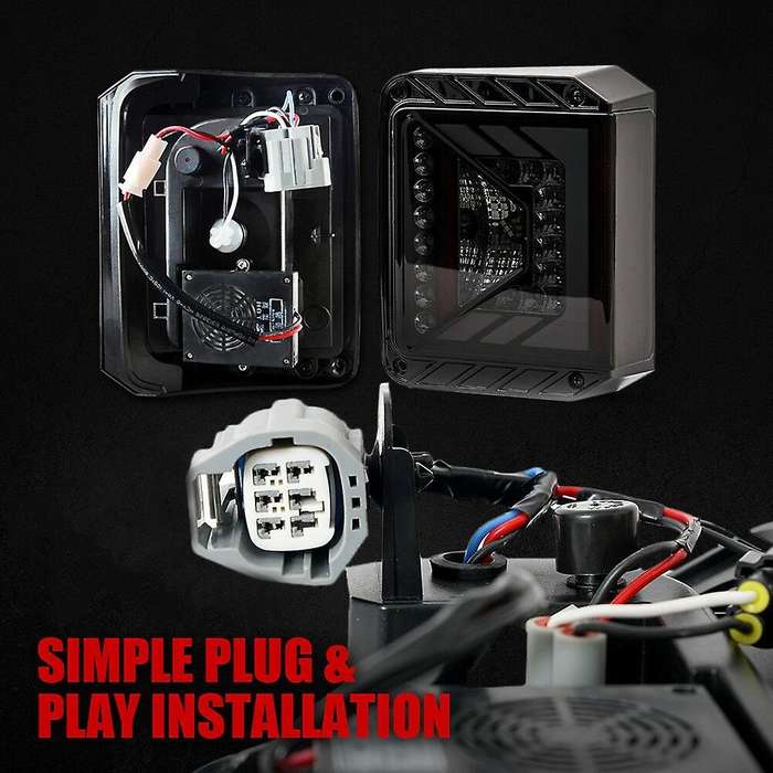 Black LED Tail Light with Smoke Lens for JK JKU 2007 - 2018