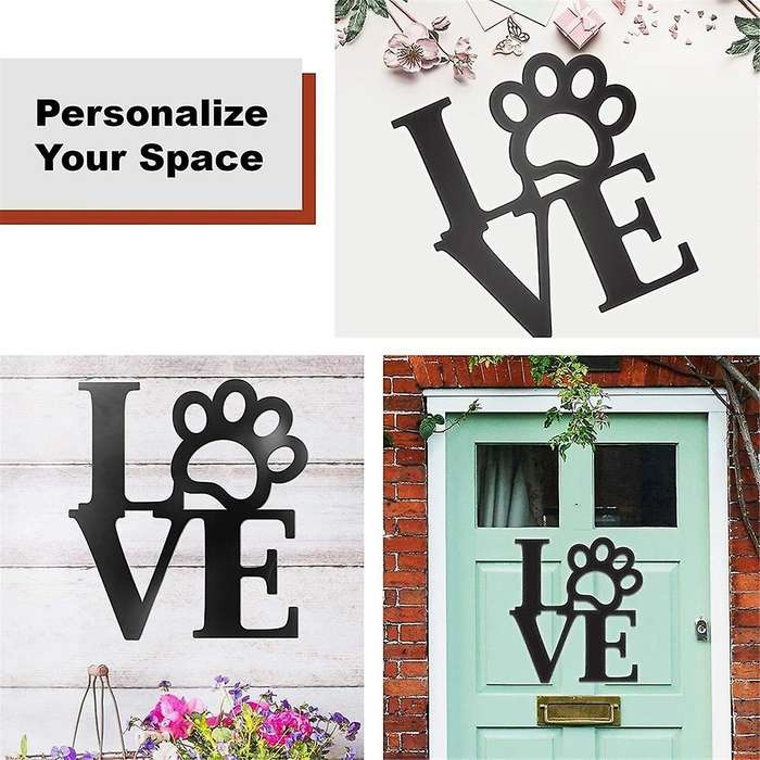 Black Metal Wall Decor, Metal Wall Art for Dog Lover, Laser Cut Rustic Black Metal Dog Lovers Gifts