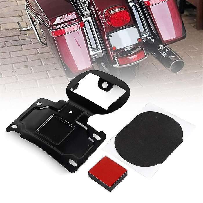 Black Motorcycle License Plate Relocation Bracket for 16-19 Road Glide Ultra Fltru