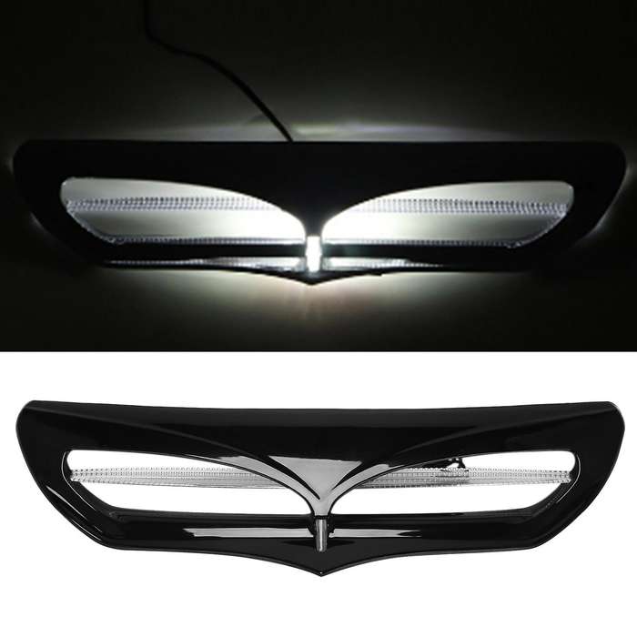 Black Motorcycle Vent Trim with LED Lights Cover for Touring Glide Street Glide Ultra 2014-Up