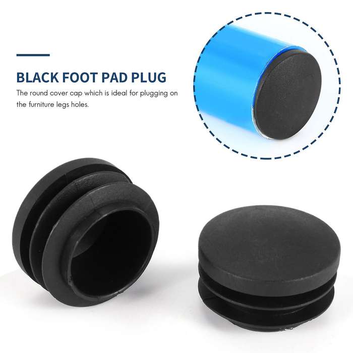 Black Plastic 35mm Dia Blanking End Round Tube Insert 5 Pcs