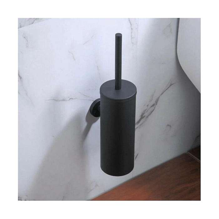 Black Toilet Brush Holder Steel Cleaning Tool Durable Vertical Mounted Wall Bathroom Toilet Brush
