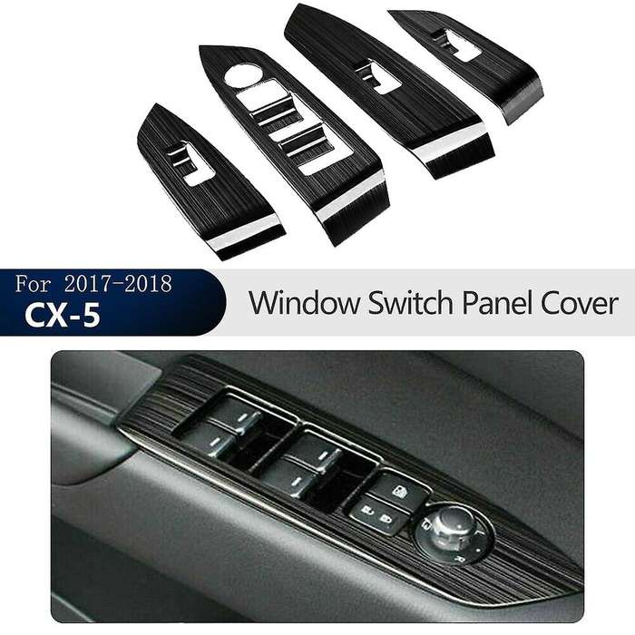 Black Window Lift Switch Panel Protection Cover Trim Inner Door Armrest for -5 CX5 2017-2018 LHD