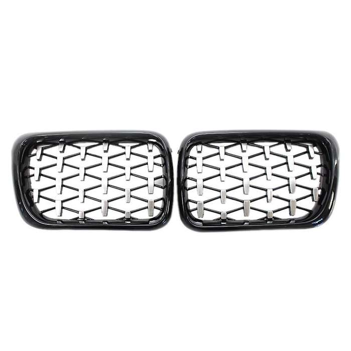 Black+Chrome Car Front Bumper Diamond Grille Kidney Grill for - E36 3 Series M3 1997-1999 5113819515