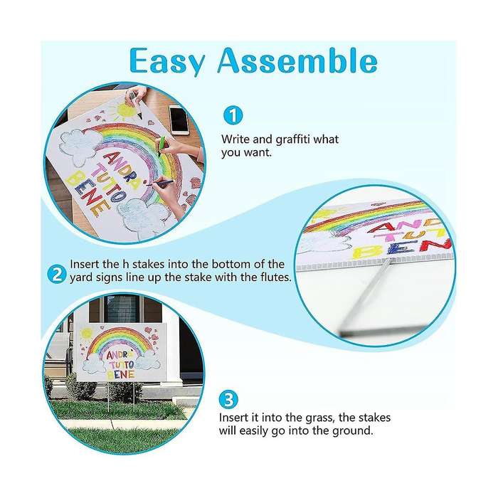 Blank Yard Signs with Stakes, Yard Sign 17x12 Inch 8pack Plastic Double Sided Outdoor Lawn Signs for