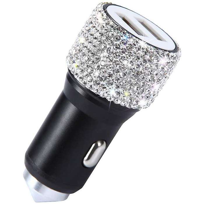 Bling Car Accessories Set, Bling Steering Wheel Cover for Women Universal Fit 15 Inch, Bling Car USB