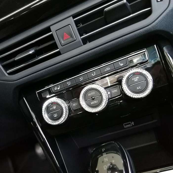 Bling Interior Fit for New CC Magotan B8 Variant Rhinestone Crystal Air Conditioning Knob Ring (3Pcs