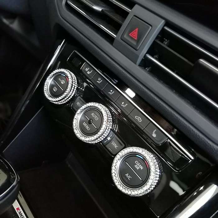 Bling Interior Fit for New CC Magotan B8 Variant Rhinestone Crystal Air Conditioning Knob Ring (3Pcs