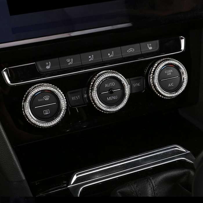 Bling Interior Fit for New CC Magotan B8 Variant Rhinestone Crystal Air Conditioning Knob Ring (3Pcs