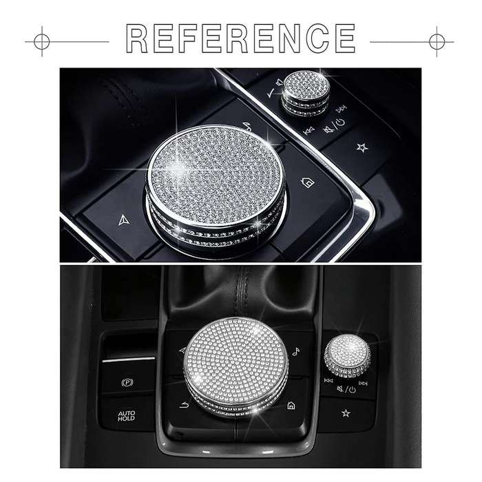 Bling Multimedia Volume Knobs Caps Center Console Button Cover Trim Parts Stickers for -30 2019-2021