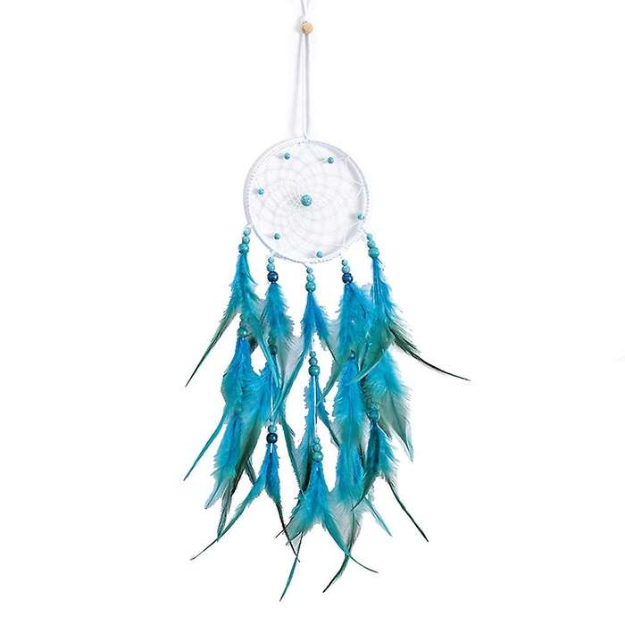 Blue Catchers,Handmade Feather for Kids Bedroom,Car Interior Decoration,Decoration Nursery Wall Art