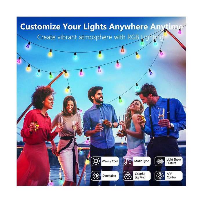 Bluetooth App Multicolor Ball Bulb Light String Waterproof Horse String Lamp Garden Decor Ambient L