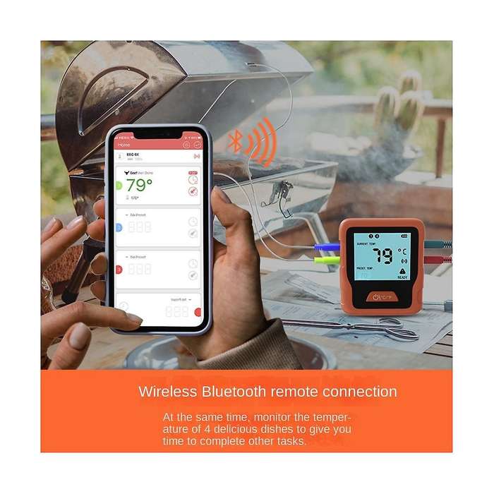 Bluetooth Wireless Dual Probes Backlight Digital Cooking Kitchen Outdoor Bbq Oven Meat Thermometer