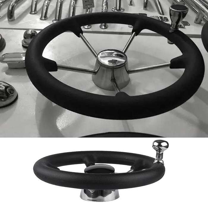 Boat Accessories Marine 11 Inch Stainless Steel 5 Spoke Steering Wheel Heavy Duty Marine Boat Marin